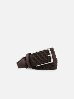 NOAH - Italian Vegan Shoes Accessories Unisex Stretchable Woven Vegan Belt | Dark Brown