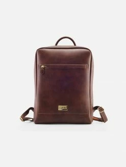 NOAH - Italian Vegan Shoes Arezzo Vegan Leather Backpack | Cognac Brown Bags