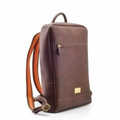 NOAH - Italian Vegan Shoes Arezzo Vegan Leather Backpack | Cognac Brown Bags