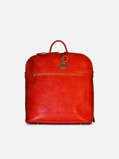 NOAH - Italian Vegan Shoes Bellagio Vegan Leather Backpack | Red Orange Bags