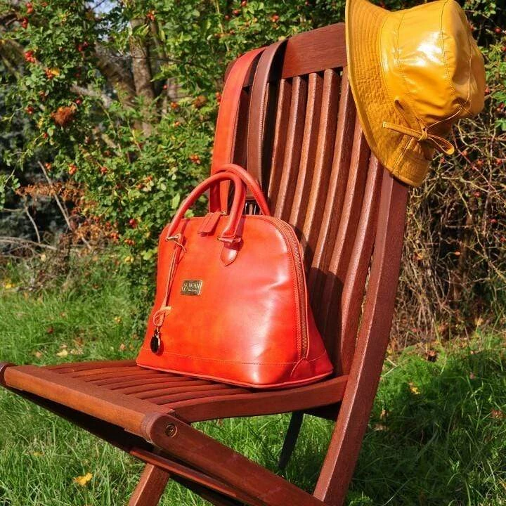 NOAH - Italian Vegan Shoes Bags Capri Vegan Leather Handbag | Red Orange 4 NOAH - Italian Vegan Shoes Bags Capri Vegan Leather Handbag | Red Orange