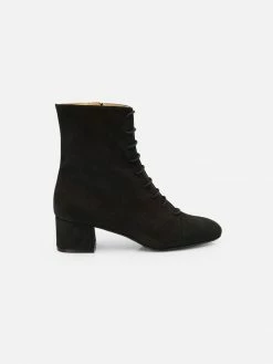 NOAH - Italian Vegan Shoes Carlotta Vegan Suede Lace Up Boot | Black