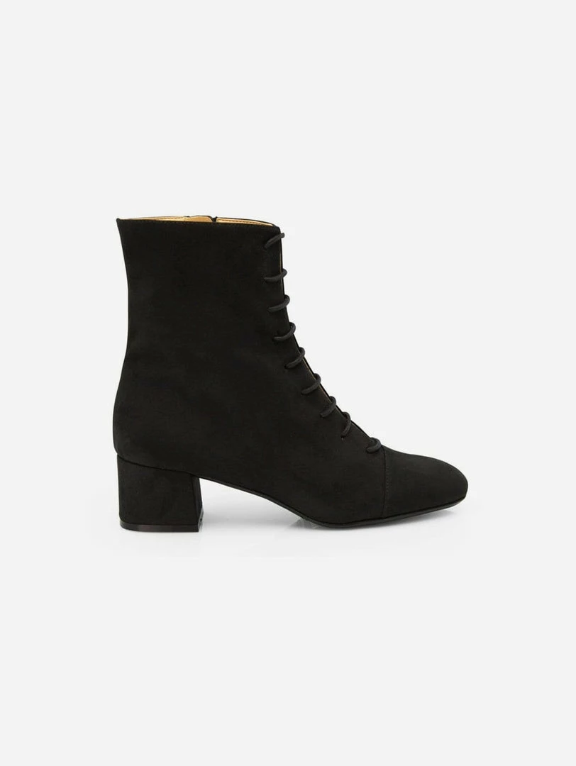 NOAH - Italian Vegan Shoes Carlotta Vegan Suede Lace Up Boot | Black 3 NOAH - Italian Vegan Shoes Carlotta Vegan Suede Lace Up Boot | Black