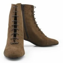 NOAH - Italian Vegan Shoes Carlotta Vegan Suede Lace Up Boot | Brown