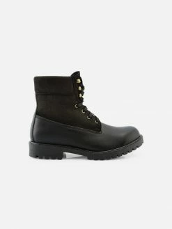 NOAH - Italian Vegan Shoes Claude Vegan Leather & Suede Winter Boot | Black
