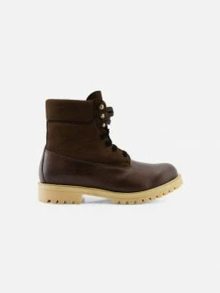 NOAH - Italian Vegan Shoes Claude Vegan Leather & Suede Winter Boot | Brown
