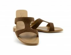 NOAH - Italian Vegan Shoes Letizia Vegan Suede Slip On Sandal | Brown