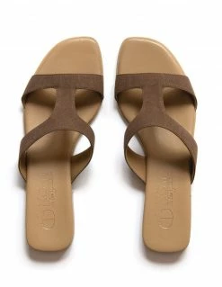 NOAH - Italian Vegan Shoes Letizia Vegan Suede Slip On Sandal | Brown