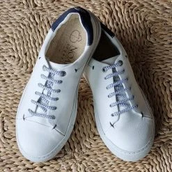NOAH - Italian Vegan Shoes Sammy Grape Leather Vegan Trainer | White & Taupe