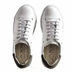 NOAH - Italian Vegan Shoes Sammy Grape Leather Vegan Trainer | White & Taupe