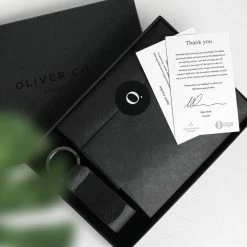 Oliver Co. London RFID Compact Apple Leather Vegan Wallet Gift Set | Black