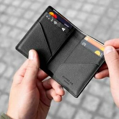 Oliver Co. London RFID Compact Apple Leather Vegan Note Wallet | Black Accessories 9 Oliver Co. London RFID Compact Apple Leather Vegan Note Wallet | Black Accessories