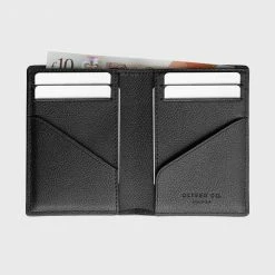 Oliver Co. London RFID Compact Apple Leather Vegan Note Wallet | Black Accessories