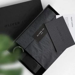 Oliver Co. London RFID Compact Apple Leather Vegan Wallet Gift Set | Coastal Blue Men's Vegan Gifts