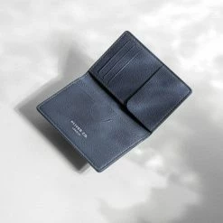 Oliver Co. London RFID Compact Apple Leather Vegan Wallet | Coastal Blue