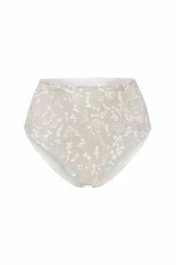 Ozero Swimwear Caspian ECONYL® High Waisted Bikini Bottom | Reversible Russian Summer Print/White