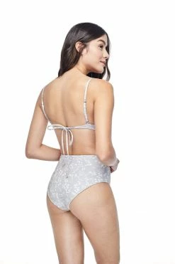 Ozero Swimwear Caspian ECONYL® High Waisted Bikini Bottom | Reversible Russian Summer Print/White