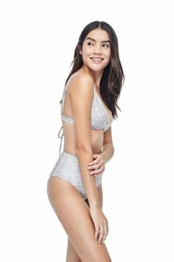 Ozero Swimwear Caspian ECONYL® High Waisted Bikini Bottom | Reversible Russian Summer Print/White