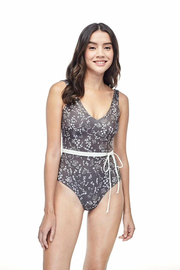 Ozero Swimwear Geneva ECONYL® V-Neck One Piece Swimsuit | Reversible Russian Summer Print/Dark Brown Clothing 6 Ozero Swimwear Geneva ECONYL® V-Neck One Piece Swimsuit | Reversible Russian Summer Print/Dark Brown Clothing