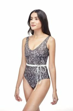 Ozero Swimwear Geneva ECONYL® V-Neck One Piece Swimsuit | Reversible Russian Summer Print/Dark Brown Clothing 13 Ozero Swimwear Geneva ECONYL® V-Neck One Piece Swimsuit | Reversible Russian Summer Print/Dark Brown Clothing