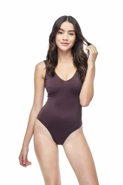 Ozero Swimwear Geneva ECONYL® V-Neck One Piece Swimsuit | Reversible Russian Summer Print/Dark Brown Clothing 10 Ozero Swimwear Geneva ECONYL® V-Neck One Piece Swimsuit | Reversible Russian Summer Print/Dark Brown Clothing