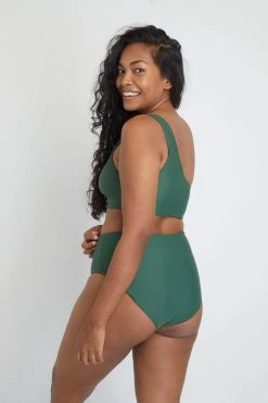 Ozero Swimwear Ladoga ECONYL® High Waisted Bikini Bottom | Forest Green Clothing