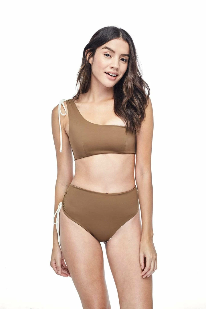 Ozero Swimwear Ladoga ECONYL® Asymmetric Bikini Top | Reversible Russian Summer Print/Mocha Clothing 4 Ozero Swimwear Ladoga ECONYL® Asymmetric Bikini Top | Reversible Russian Summer Print/Mocha Clothing
