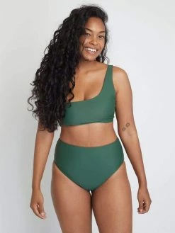 Ozero Swimwear Ladoga ECONYL® Asymmetric Bikini Top | Forest Green