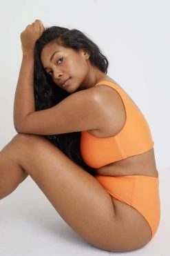 Ozero Swimwear Ladoga ECONYL® Asymmetric Bikini Top | Papaya