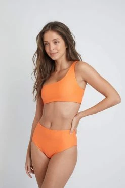 Ozero Swimwear Ladoga ECONYL® Asymmetric Bikini Top | Papaya