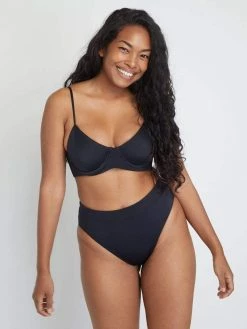 Ozero Swimwear Valday ECONYL® High Waisted Bikini Bottom | Black Clothing