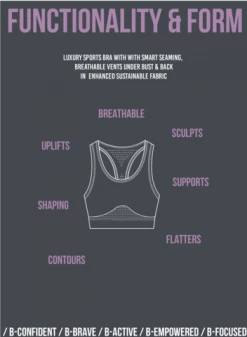 Reflexone B-Confident Q-NOVA® Regenerated Material Nylon Sports Bra | Misty Jade Clothing