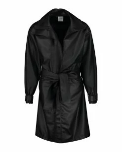 SENTIENT Haven Desserto® Cactus Leather Vegan Trench Coat | Black