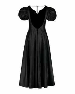 SENTIENT Clothing Aura Puff Sleeve Desserto® Cactus Leather Vegan Dress | Black