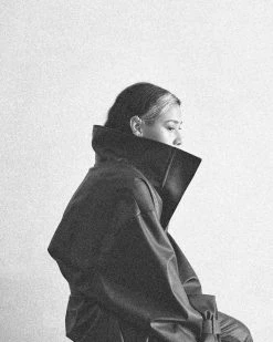 SENTIENT Haven Desserto® Cactus Leather Vegan Trench Coat | Black