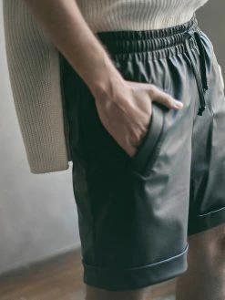 SENTIENT Liberty Desserto® Cactus Leather Vegan Shorts | Black Clothing