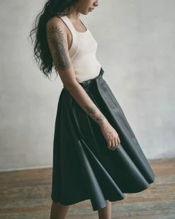 SENTIENT Clothing Bloom Desserto® Cactus Leather Vegan Skirt | Black