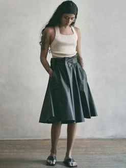 SENTIENT Clothing Bloom Desserto® Cactus Leather Vegan Skirt | Black