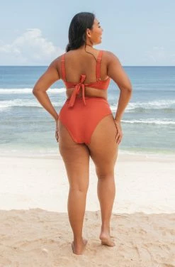 SEPTEMBER Clothing Alice ECONYL® High Waisted Bikini Bottom | Burnt Sienna