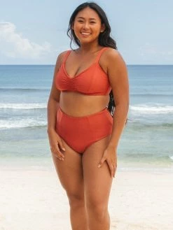 SEPTEMBER Clothing Alice ECONYL® High Waisted Bikini Bottom | Burnt Sienna