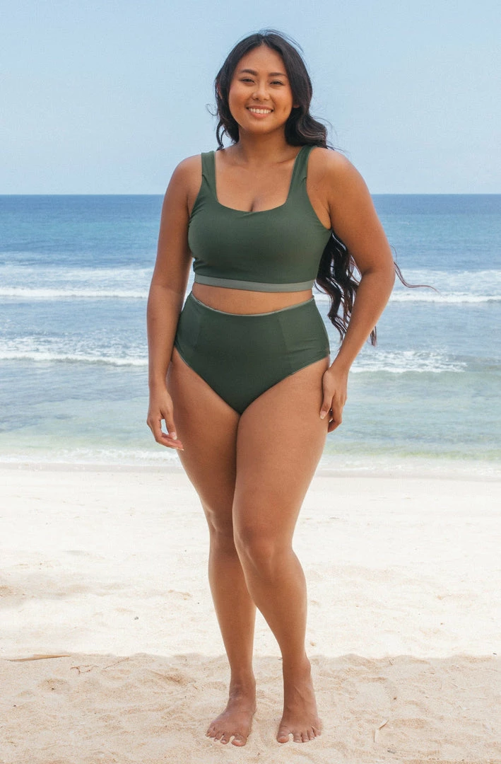 SEPTEMBER Alice ECONYL® Reversible High Waisted Bikini Bottom | Army Green/Forest Green 7 SEPTEMBER Alice ECONYL® Reversible High Waisted Bikini Bottom | Army Green/Forest Green