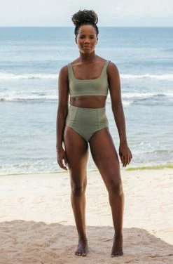 SEPTEMBER Alice ECONYL® Reversible High Waisted Bikini Bottom | Army Green/Forest Green 18 SEPTEMBER Alice ECONYL® Reversible High Waisted Bikini Bottom | Army Green/Forest Green