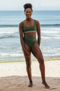 SEPTEMBER Alice ECONYL® Reversible High Waisted Bikini Bottom | Army Green/Forest Green 21 SEPTEMBER Alice ECONYL® Reversible High Waisted Bikini Bottom | Army Green/Forest Green
