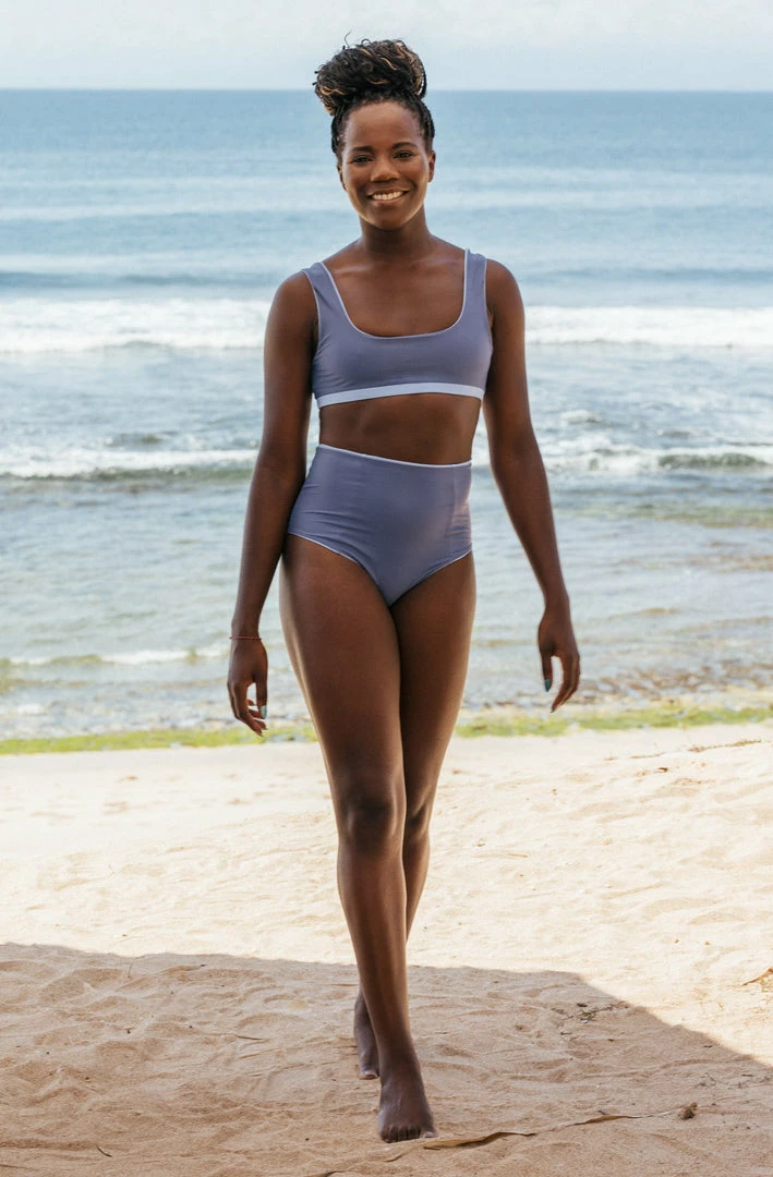 SEPTEMBER Alice ECONYL® Reversible High Waisted Bikini Bottom | Sky Blue/Glacial Blue 7 SEPTEMBER Alice ECONYL® Reversible High Waisted Bikini Bottom | Sky Blue/Glacial Blue