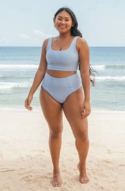 SEPTEMBER Alice ECONYL® Reversible High Waisted Bikini Bottom | Sky Blue/Glacial Blue 19 SEPTEMBER Alice ECONYL® Reversible High Waisted Bikini Bottom | Sky Blue/Glacial Blue