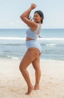 SEPTEMBER Alice ECONYL® Reversible High Waisted Bikini Bottom | Sky Blue/Glacial Blue 22 SEPTEMBER Alice ECONYL® Reversible High Waisted Bikini Bottom | Sky Blue/Glacial Blue