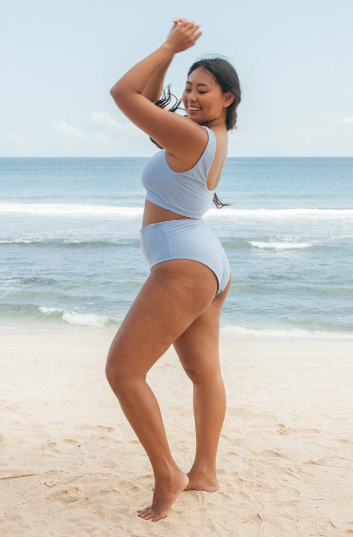 SEPTEMBER Alice ECONYL® Reversible High Waisted Bikini Bottom | Sky Blue/Glacial Blue 12 SEPTEMBER Alice ECONYL® Reversible High Waisted Bikini Bottom | Sky Blue/Glacial Blue