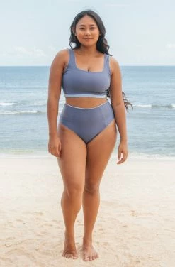 SEPTEMBER Alice ECONYL® Reversible High Waisted Bikini Bottom | Sky Blue/Glacial Blue 23 SEPTEMBER Alice ECONYL® Reversible High Waisted Bikini Bottom | Sky Blue/Glacial Blue