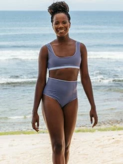 SEPTEMBER Alice ECONYL® Reversible High Waisted Bikini Bottom | Sky Blue/Glacial Blue