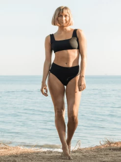 SEPTEMBER Clothing Mason ECONYL® Bikini Top | Black Eco Rib